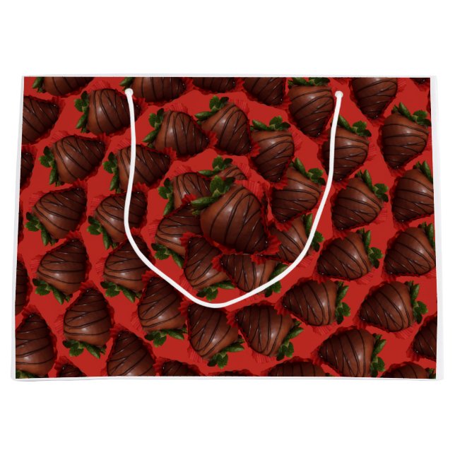 Grand Sac Cadeau Fraises recouvertes de chocolat (Devant)
