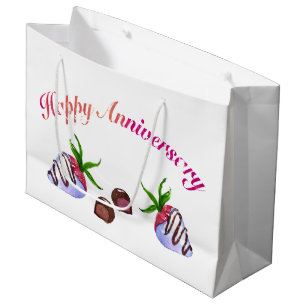 Grand Sac Cadeau Fraises recouvertes de chocolat pour anniversaire