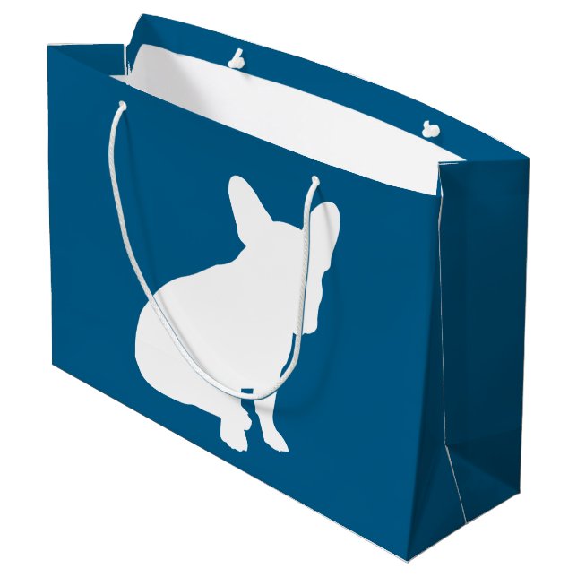 Grand Sac Cadeau Français Baby shower Bulldog Français Frenchie Blu (Dos Angle)
