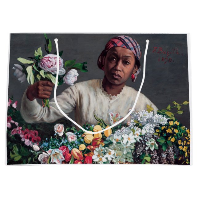 Grand Sac Cadeau Frédéric Bazille - Jeune femme aux pivoines (Devant)