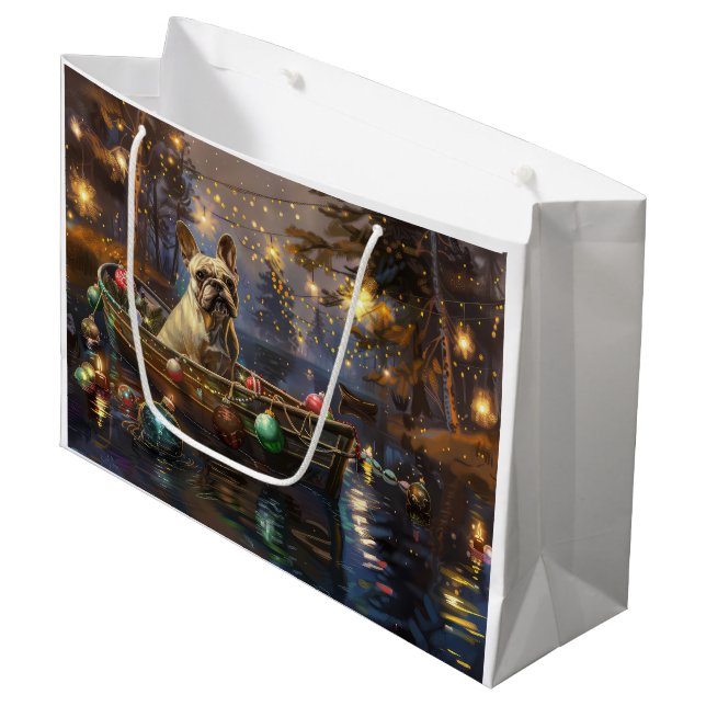 Grand Sac Cadeau French Bulldog Christmas Festive Voyage (Devant Angle)