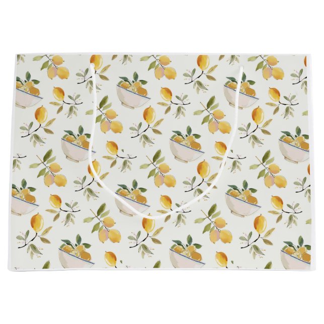 Grand Sac Cadeau French Country Lemon Pattern Gift Bag (Devant)