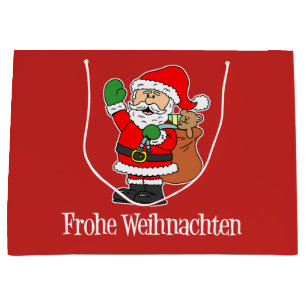 Grand Sac Cadeau Frohe Weihnachten Allemand Christmas Père Noël (