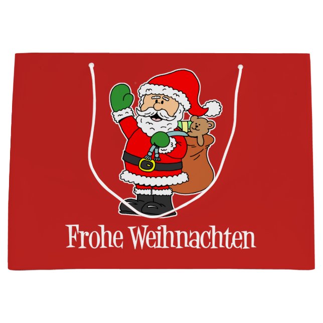 Grand Sac Cadeau Frohe Weihnachten Allemand Christmas Père Noël (RE (Devant)