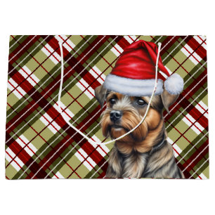 Grand Sac Cadeau Frontière Terrier Amoureux des chiens Rouge et Ver