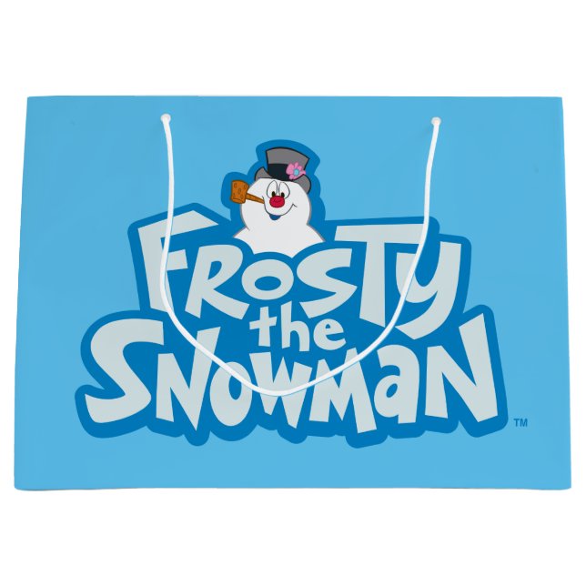Grand Sac Cadeau Frosty the Snowman™ | Logo empilé gelé (Devant)
