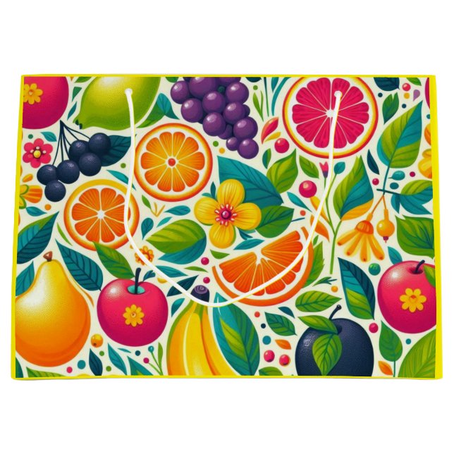 Grand Sac Cadeau Fruits colorés (Devant)