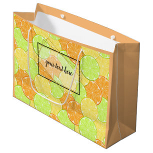 Grand Sac Cadeau Fruits de citron vert orange