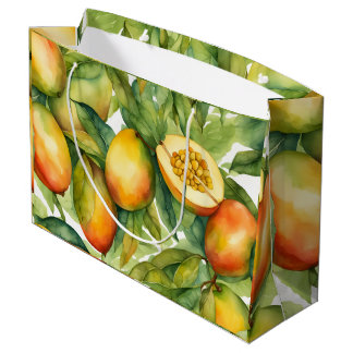 Grand Sac Cadeau Fruits et feuilles de mangue