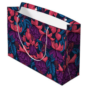 Grand Sac Cadeau Fuchsia en bleu et violet