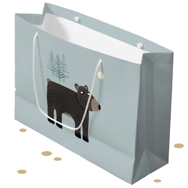 Grand Sac Cadeau Fun Bear Woodland (Bear, trees and moon gift bag)