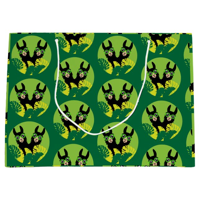 Grand Sac Cadeau Fun Llama Alpaca Best Friends (Devant)