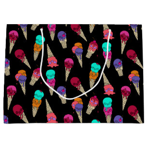 Grand Sac Cadeau Fun Melty Summer Goth Crâne Crème glacée bizarre n