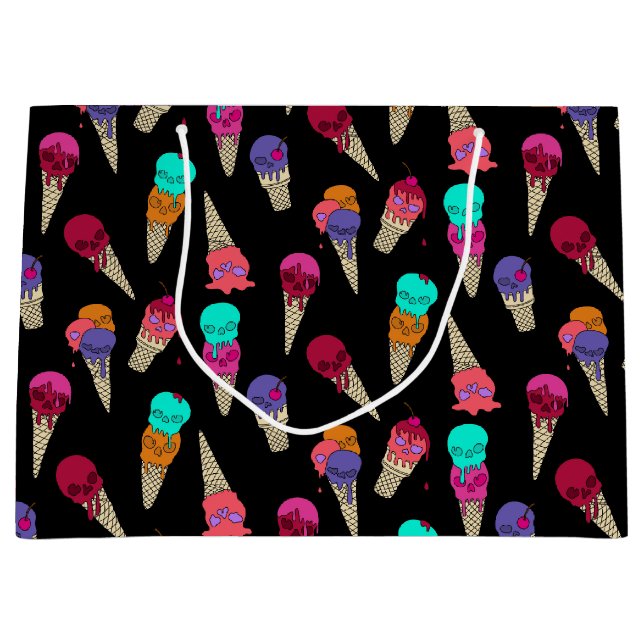 Grand Sac Cadeau Fun Melty Summer Goth Crâne Crème glacée bizarre n (Devant)