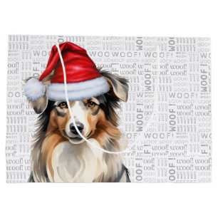 Grand Sac Cadeau Funky Australian Shepherd Christmas