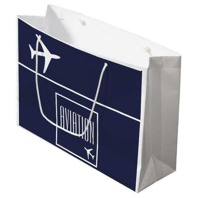 Grand Sac Cadeau Funky White Plane Avion Pilote (Devant Angle)