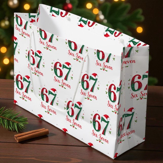 Grand Sac Cadeau Funny Christmas Meme Six Seven 67 6 7 Holiday (Créateur téléchargé)