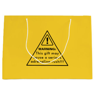 Grand Sac Cadeau Funny Party Yellow Caution Sign