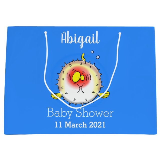 Grand Sac Cadeau Funny puffer fish porcupine fish cartoon (Devant)