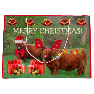 Grand Sac Cadeau Funny Scottish Highland Steer Christmas Grand Cade