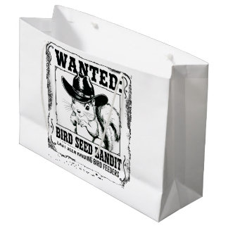 Grand Sac Cadeau Funny Squirrel Wanted Poster | Bird Seed Bandit Co