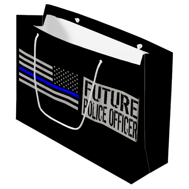 Grand Sac Cadeau Futur policier (Devant Angle)