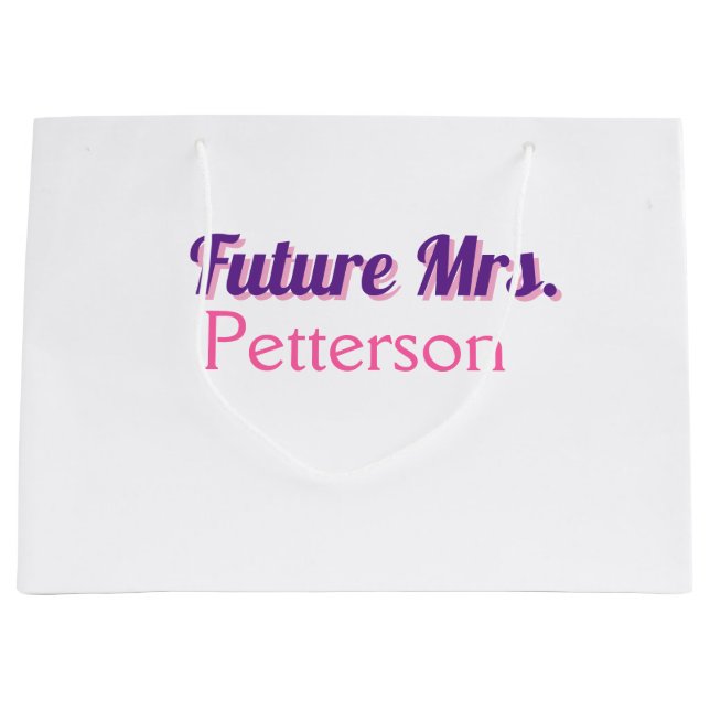 Grand Sac Cadeau Future Mme ajouter nom mariée mariage enterrement  (Devant)