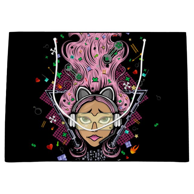 Grand Sac Cadeau Gamer fille (Devant)