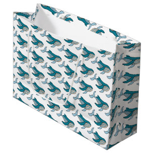 Grand Sac Cadeau Garçons Bleus Mignons Baleine Océan