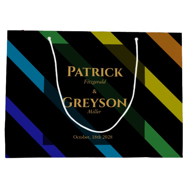 Grand Sac Cadeau Gay Men Wedding Elegant Rainbow (Dos)