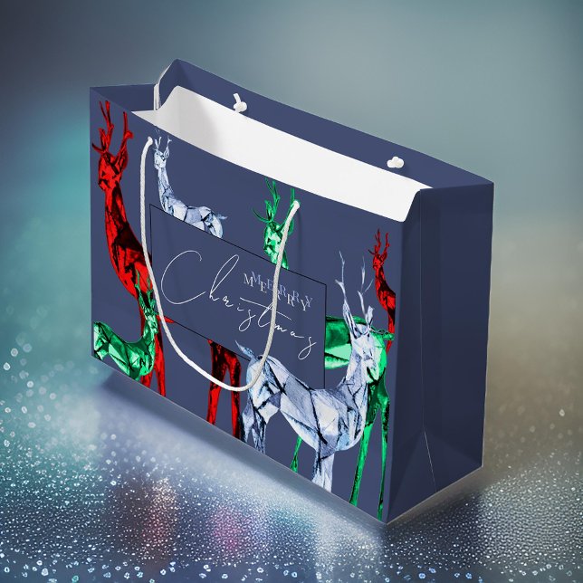 Grand Sac Cadeau Gemstone Crystal Reindeer Joyeux Noël (Créateur téléchargé)