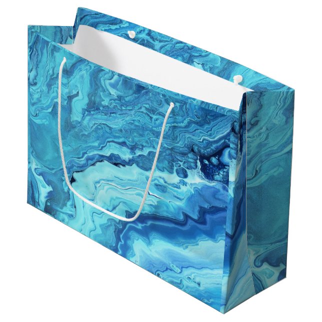 Grand Sac Cadeau Geode turquoise (Devant Angle)