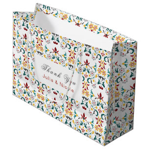 Grand Sac Cadeau Géométrie Vintage Motif Classique Intriqué Mariage