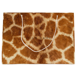 Grand Sac Cadeau Girafe Brown de safari de peau d'animal minimale