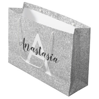 Grand Sac Cadeau Girl Glam Parties scintillant argent étincelles No