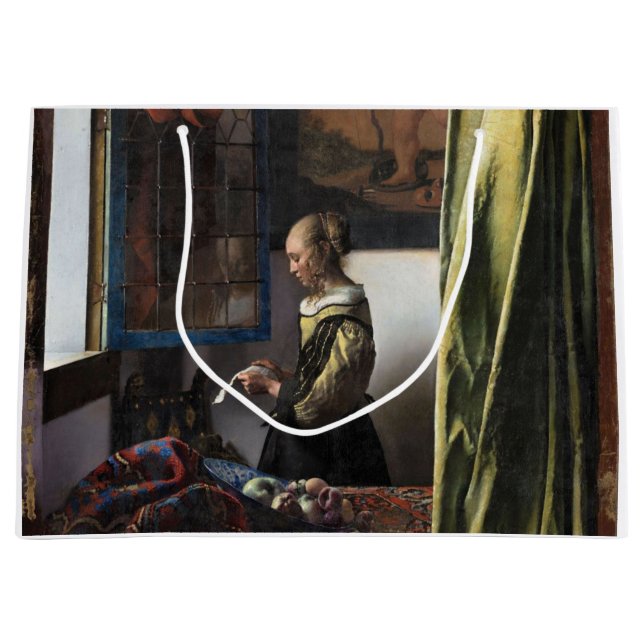 Grand Sac Cadeau Girl Reading a Letter à Open Window, Vermeer (Devant)