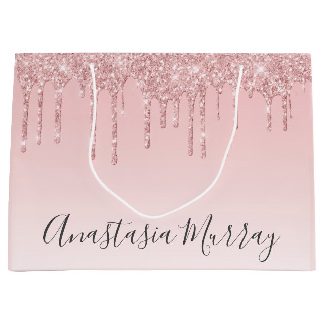 Grand Sac Cadeau Girly Glam Blush Rose Gold Parties scintillant Dri (Devant)