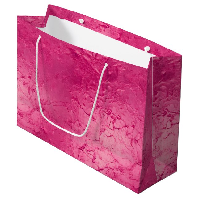 Grand Sac Cadeau Girly Glam Chic Anniversaire Rose (Devant Angle)