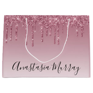 Grand Sac Cadeau Girly & Glam Purple Rose Gold Parties scintillant