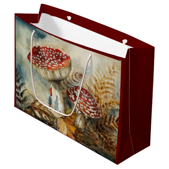 Grand Sac Cadeau gnome aquarelle (Devant Angle)