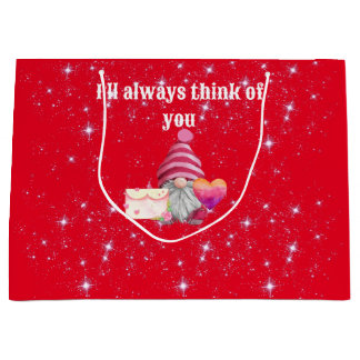 Grand Sac Cadeau Gnome in love with rainbow heart