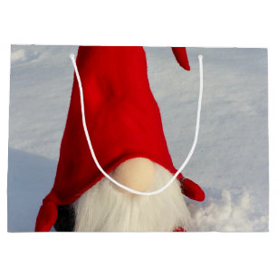 Grand Sac Cadeau Gnome scandinave de Noël