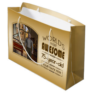Grand Sac Cadeau Gold 75th Birthday World's Best Custom Photo Frame