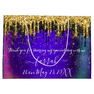 Grand Sac Cadeau Gold Green Black Drives Favoriser Blue