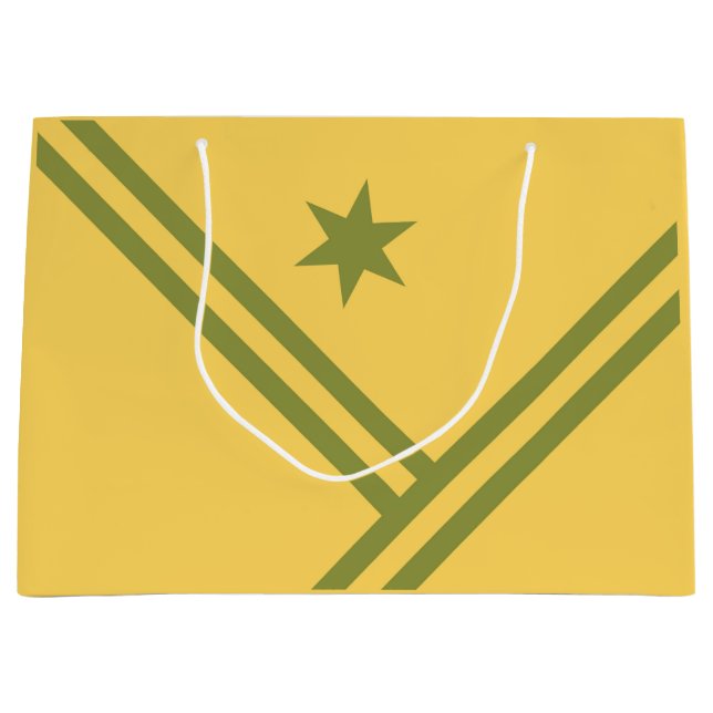 Grand Sac Cadeau Gold Green Diagonal Stripes Star Modern Graphisme (Devant)