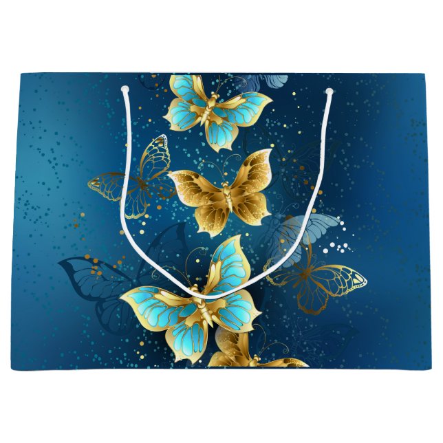 Grand Sac Cadeau Golden butterflies (Devant)