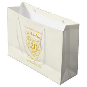 Grand Sac Cadeau Golden diamant anniversaire 20 ans amour grand
