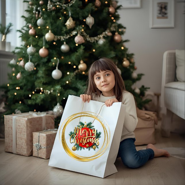 Grand Sac Cadeau Golden Merry Christmas Gift Bag (Créateur téléchargé)