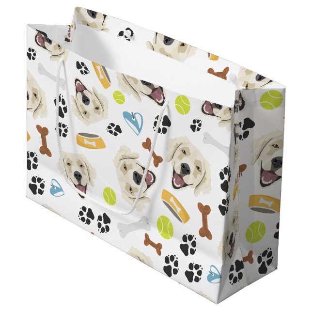 Grand Sac Cadeau Golden retriever de sourire de chien (Devant Angle)