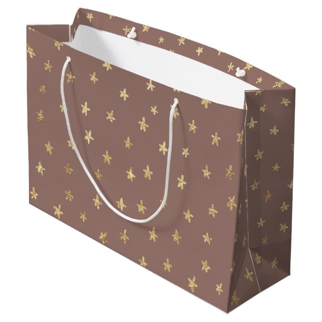 Grand Sac Cadeau Golden Stars Choc Boho Brown 98766D Grand Cadeau (Dos Angle)